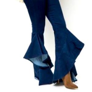 Lucky & Blessed Denim flared statement jeans! Pair w/cute cropped top & sandals.